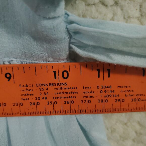 Vintage Girls Handmade Blue Dress Puff Sleeves Back Bow Bodice Pleats & Ruffles - Picture 8 of 11